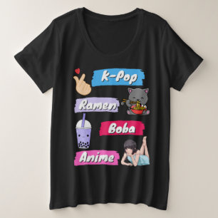 K-Pop, Ramen, Boba and Anime Pop Culture Fan Plus Size T-Shirt