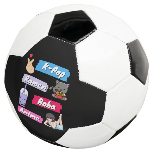 K-Pop, Ramen, Boba and Anime Pop Culture Fan   Soccer Ball (Three Quarter)