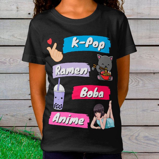 K-Pop, Ramen, Boba and Anime Pop Culture Fan  T-Shirt (Creator Uploaded)