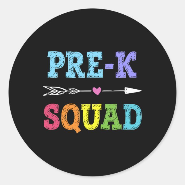 K Squad Back To School Gift Preschool Teacher  Classic Round Sticker (Front)