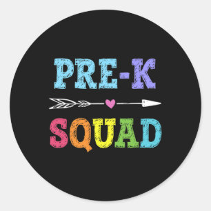 K Squad Back To School Gift Preschool Teacher  Classic Round Sticker