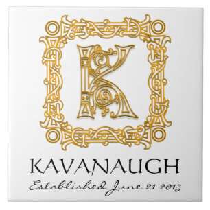 "K" Surname Wedding Anniversary Day Monogram Tile