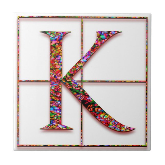 K Trajanus Red Custom Monogram Tile (Front)