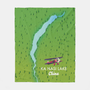 Ka Nasi Lake China map Fleece Blanket