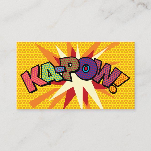 KA-POW Fun Retro Comic Book Business Card (Front)