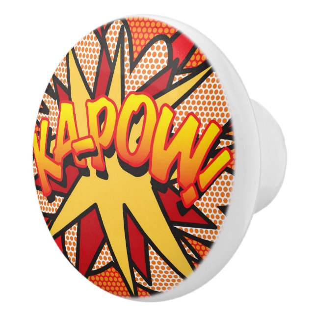 KA-POW Fun Retro Comic Book Pop Art Ceramic Knob (Right)