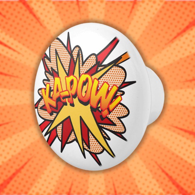 KA-POW Fun Retro Comic Book Pop Art Ceramic Knob (KA-POW Fun Retro Comic Book Pop Art Ceramic Knob)