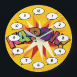 KA-POW Fun Retro Comic Book Pop Art Large Clock<br><div class="desc">Fun trendy superhero comic book pop clocks that are sure to add a splash of colour to a range of rooms around your home or office. An ideal way to treat yourself or someone that you know with these cool, unique comic con designer clocks. Why not add some zap pow...</div>