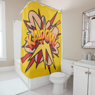 KA-POW Fun Retro Comic Book Pop Art Shower Curtain