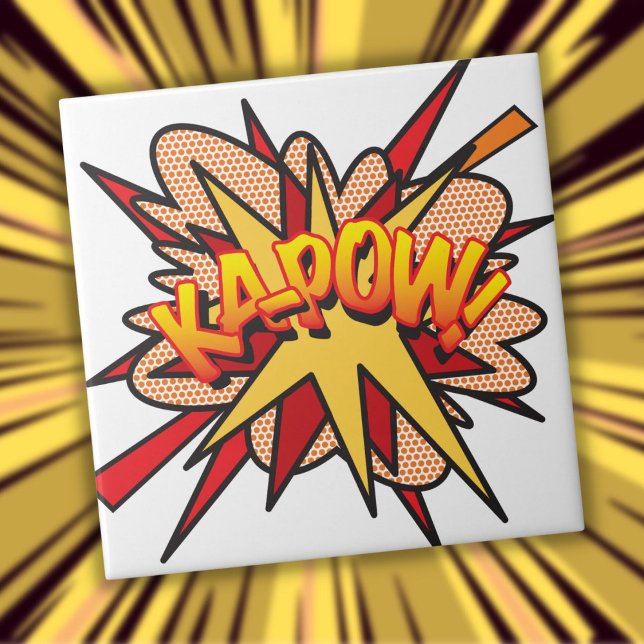 KA-POW Fun Retro Comic Book Pop Art Tile (KA-POW Fun Retro Comic Book Pop Art Tile)