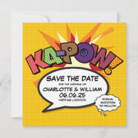 KA-POW Save the Date Fun Retro Comic Book Pop Art