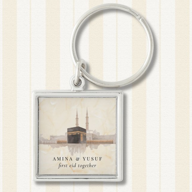 Kaaba Eid Mubarak Premium | Islamic Gift Keepsake Key Ring (Kaaba keychain—his refined keepsake, designed to pair perfectly with the Madinah piece.)