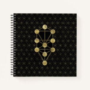 Kabbalah The Tree of Life Gold on Black Notebook