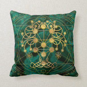 Kabbalah The Tree of Life -Malachite Cushion