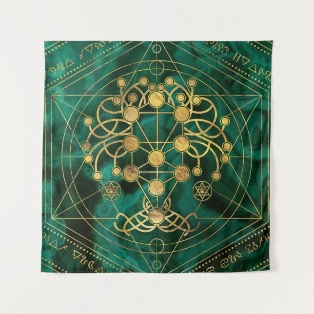 Kabbalah The Tree of Life -Malachite Tapestry (Front)