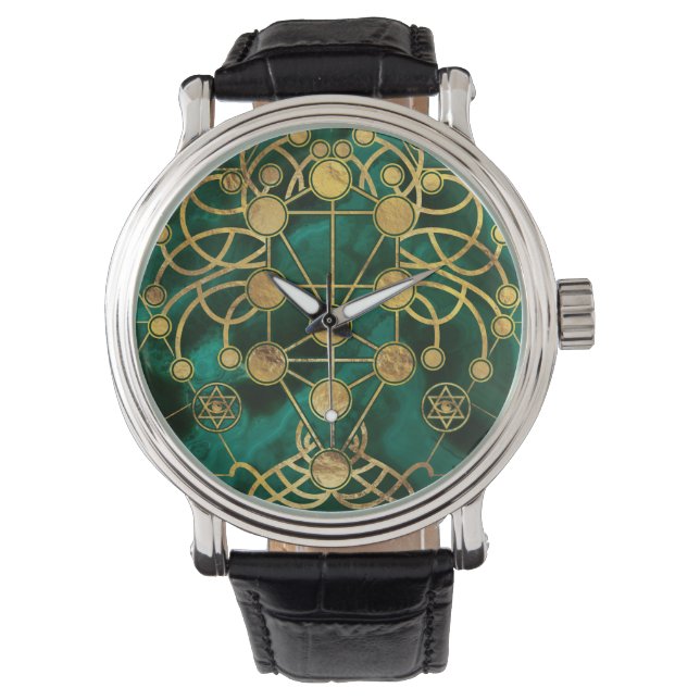 Kabbalah The Tree of Life -Malachite Watch (Front)