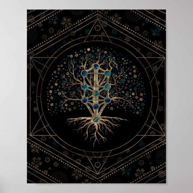 Kabbalah The Tree of Life Marble and Gold Poster (Front)