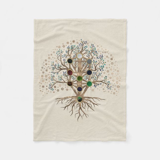 Kabbalah The Tree of Life on canvas Fleece Blanket (Front)