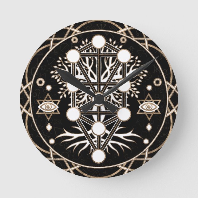 Kabbalah The Tree of Life Sacred Geometry Ornament Round Clock (Front)