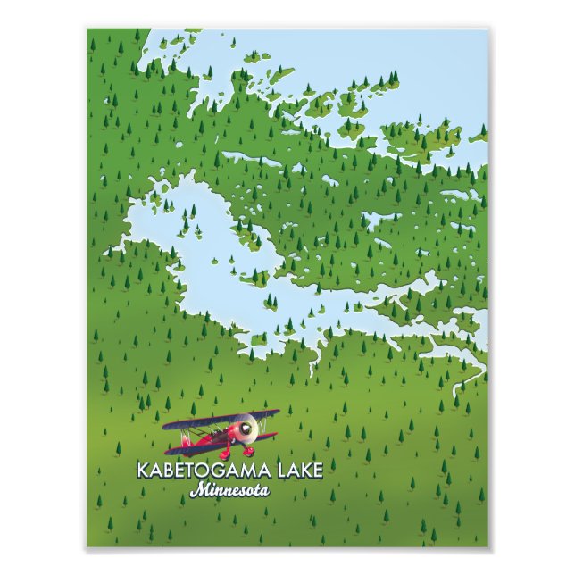 Kabetogama lake, Minnesota, USA Travel map. Photo Print (Front)