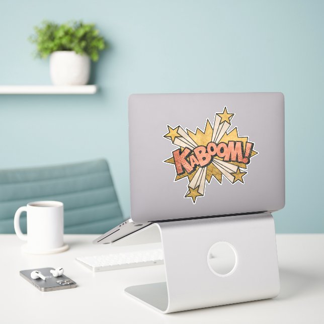 KABOOM! Vintage Comic Book Steampunk Pop Art (Laptop On Desk)