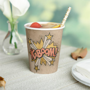 KABOOM! Vintage Comic Book Steampunk Pop Art Paper Cups