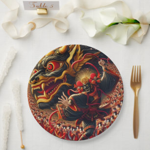 Kabuki Dragon Paper Plate