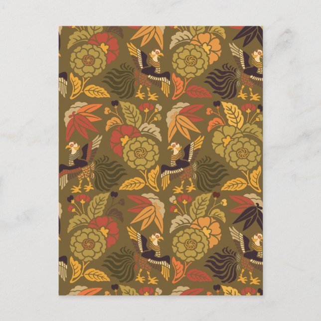 Kabuki Floral Vintage Japanese Pattern Postcard (Front)