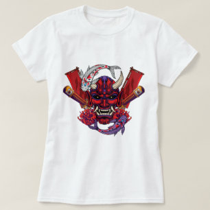 Kabuki Oni Mask and Koi Fish T-Shirt