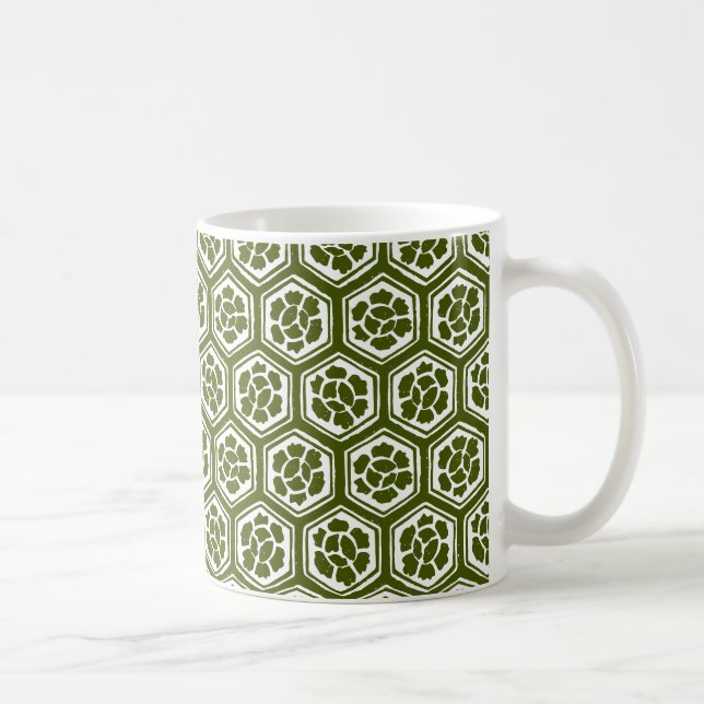 Kabuki Style - Flowers in Green Coffee Mug (Right)