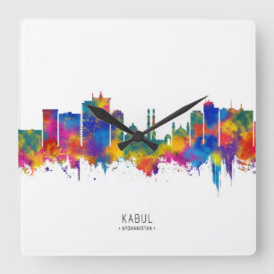Kabul Afghanistan Skyline Square Wall Clock