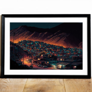 Kabul City at Night, Afghanistan Poster