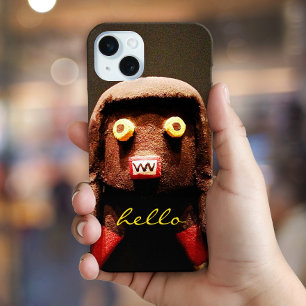 Kachina Doll Face Photo Hello Script Bold Unique iPhone 15 Mini Case