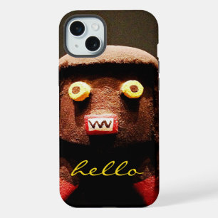 Kachina Doll Face Photo Hello Script Bold Unique iPhone 15 Plus Case