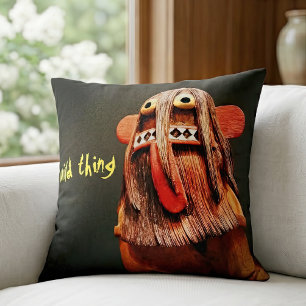 Kachina Doll Face Photo Wild Thing Quote Bold Cute Cushion