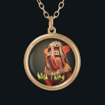 Kachina Doll Face Photo Wild Thing Typography Gold Plated Necklace<br><div class="desc">Who can resist a face like this? Connect with your inner wild child whenever you wear this cute, colourful little character, photography charm necklace. This necklace comes in small, medium and large sizes, as well as both square and circle shapes. You can order this necklace in your choice of sterling...</div>