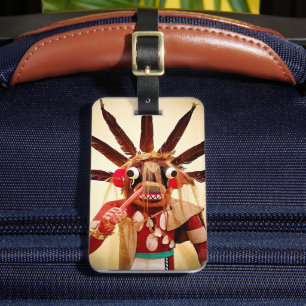 Kachina Doll Wood Figure Photography Close Up Bold Luggage Tag