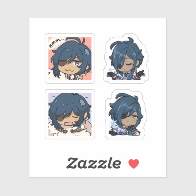 Kaeya Genshin Impact 4 Pack Sticker Sheet (Sheet)