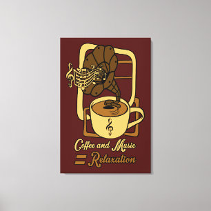 Kaffee und Musik ist Entspannung Acryl Wandkunst L Canvas Print