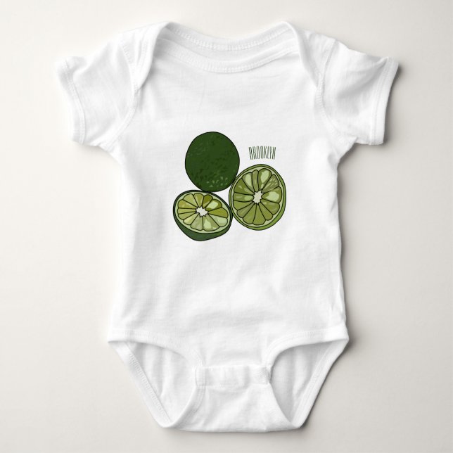 Kaffir lime cartoon illustration baby bodysuit (Front)