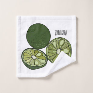 Kaffir lime cartoon illustration bath towel set