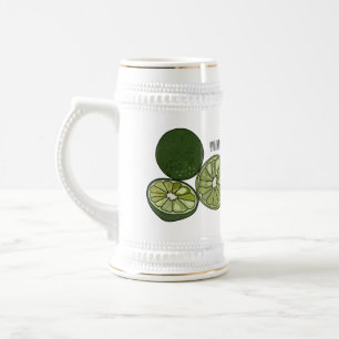 Kaffir lime cartoon illustration beer stein