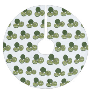Kaffir lime cartoon illustration brushed polyester tree skirt