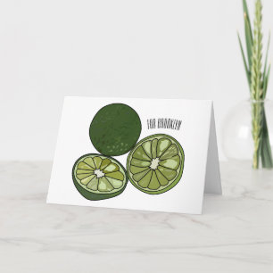 Kaffir lime cartoon illustration card