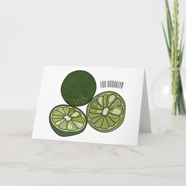 Kaffir lime cartoon illustration card (Front)