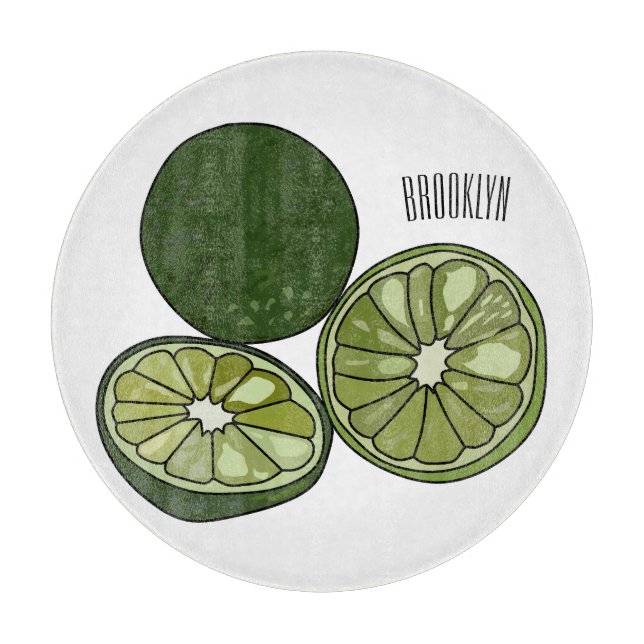 Kaffir lime cartoon illustration cutting board (Front)