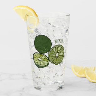 Kaffir lime cartoon illustration glass