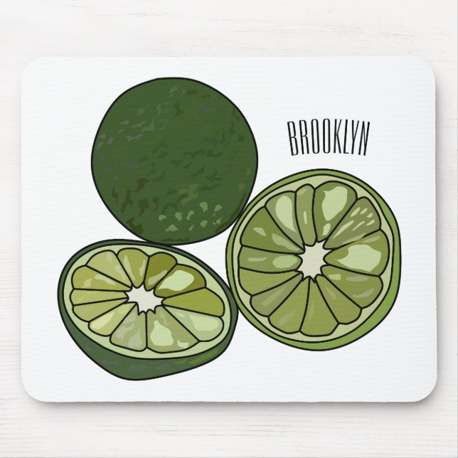 Kaffir lime cartoon illustration mouse pad (Front)