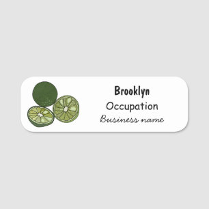 Kaffir lime cartoon illustration name tag