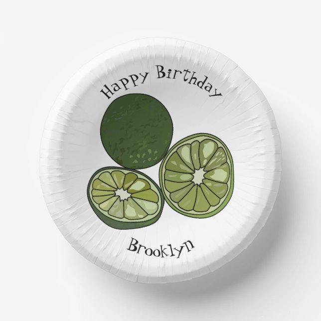 Kaffir lime cartoon illustration paper plate (Front)